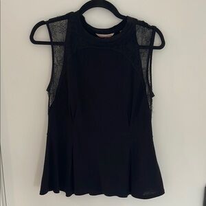 Rebecca Taylor Sleeveless Black Lace Top
